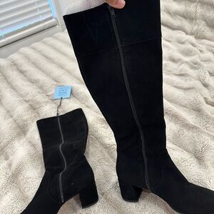 Antonio Melani black suede over-the-knee boots